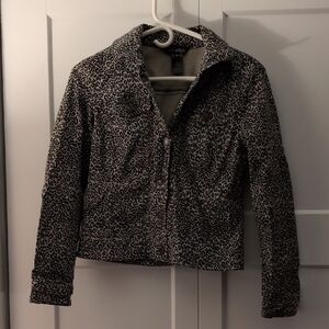 Multiples Black and Tan Leopard Print Teddy Jacket